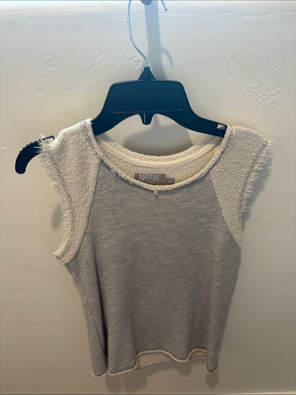 Nation LTD Light Gray and Cream Terry Sleeveless Tank